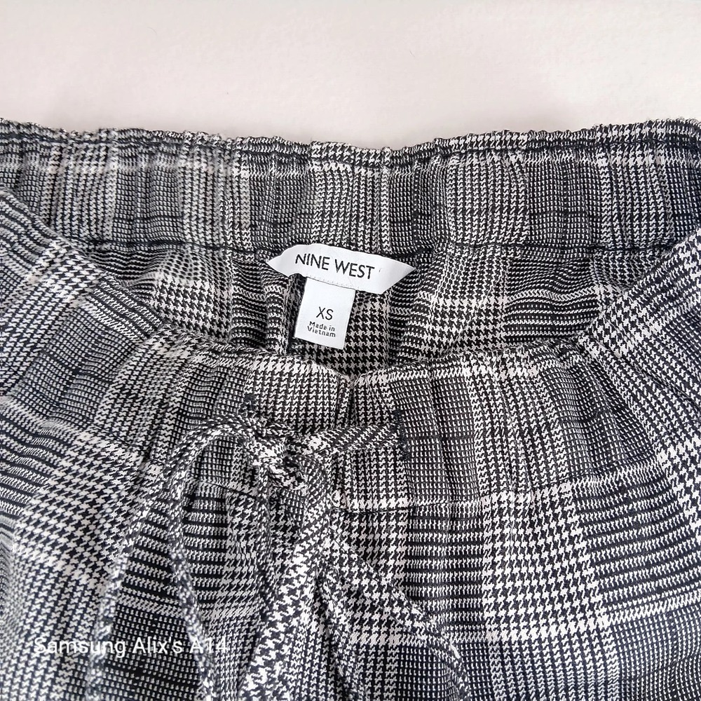 Nine West Womens‎ Dress Pants Business Casual Plaid Elastic Waist Houndstoot XS